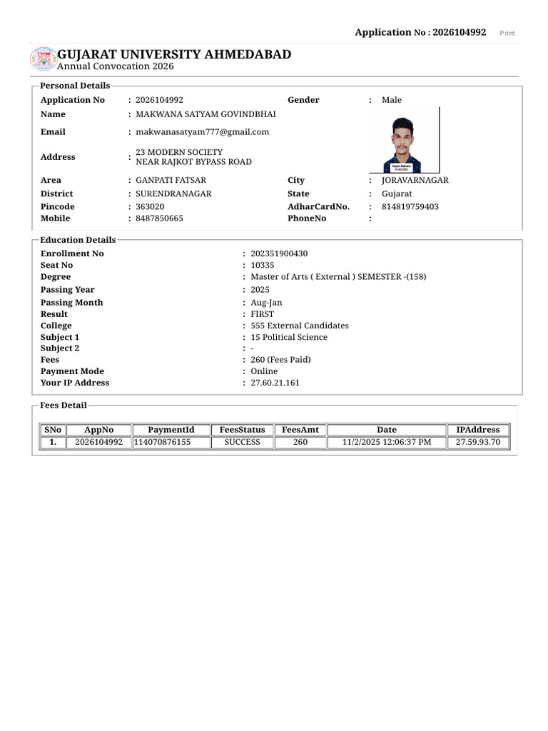 GU Convocation MASTERS | PDF | Academic Degree | Bachelor Of Science