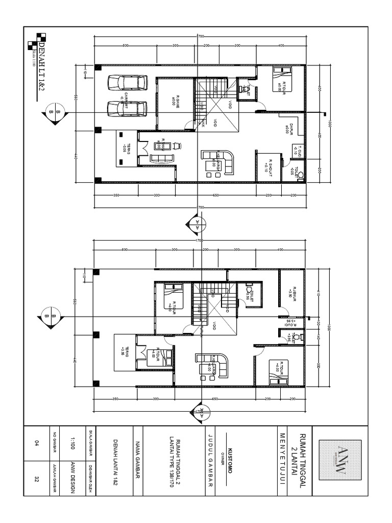 Denah Rumah Tinggal 2 Lantai Type 138 | PDF