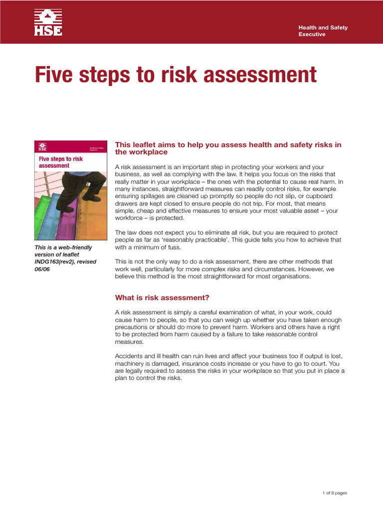 Exercise - 5 Steps of Risk Assessment | PDF | Risk | Occupational ...