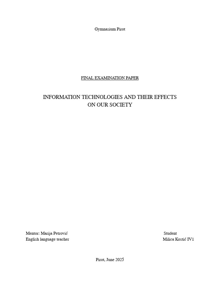 Impact of Information Technology on Society | PDF | Cyberbullying ...