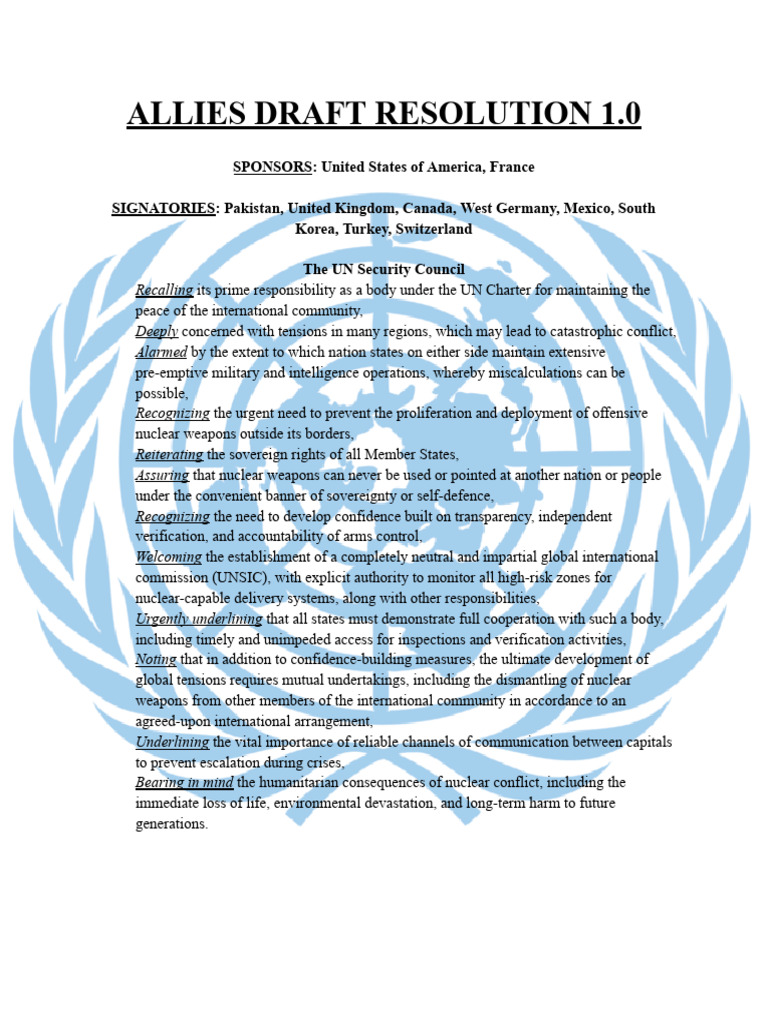 UN Resolution on Nuclear Disarmament | PDF | Nuclear Weapons | United ...