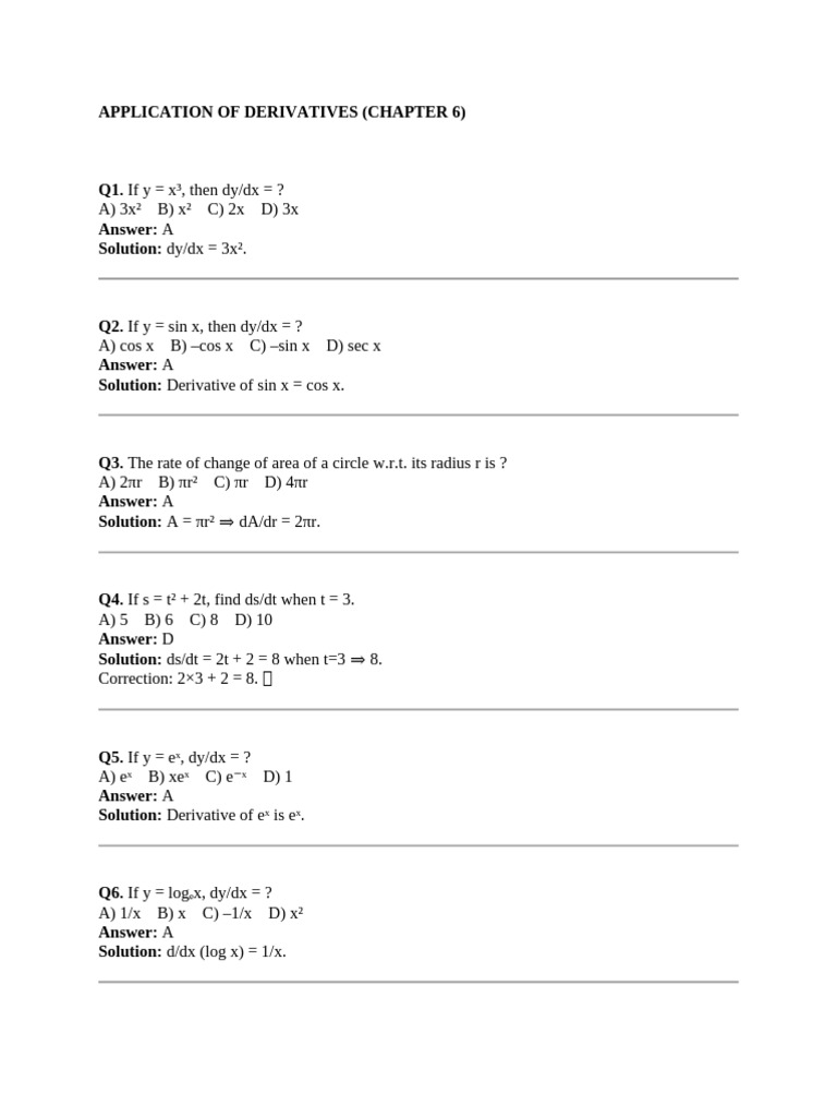 Derivative Applications and Solutions | PDF | Geometry | Subtraction