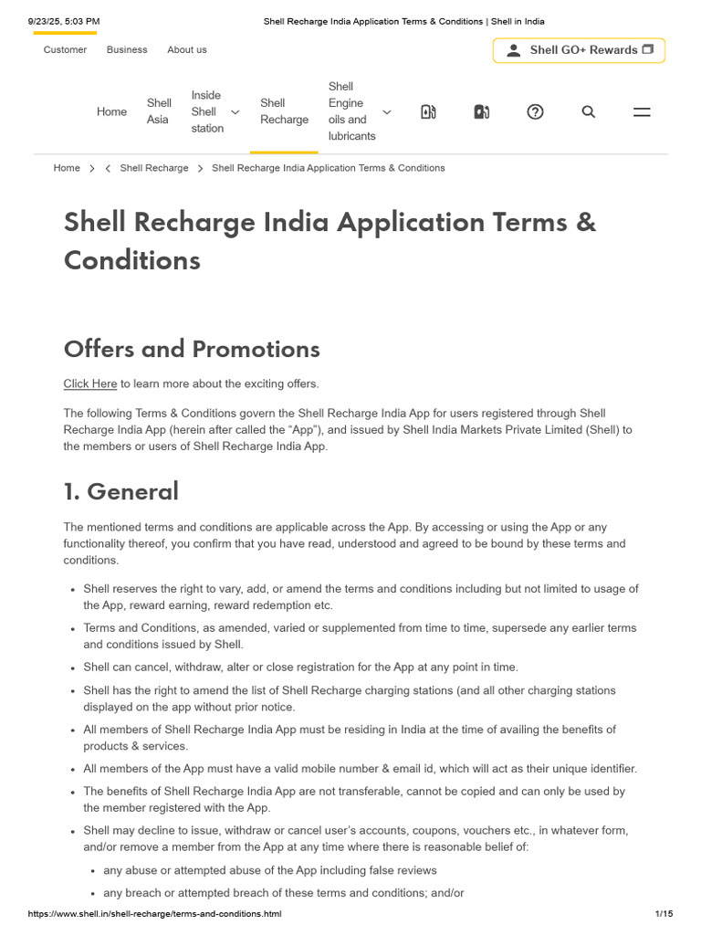 Shell Recharge India Application Terms & Conditions | PDF | Mobile App ...