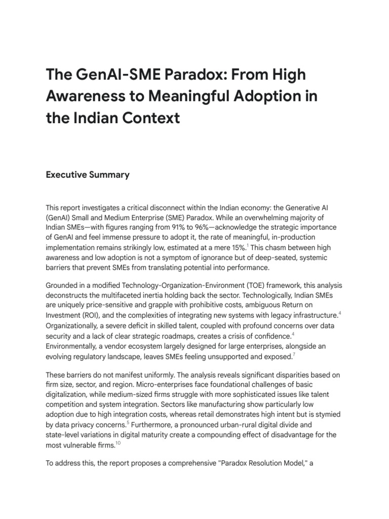 GenAI Adoption Challenges for Indian SMEs | PDF | Artificial ...