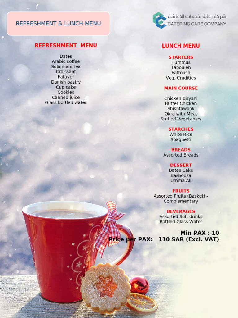 Lunch and Refreshment Menu Options | PDF