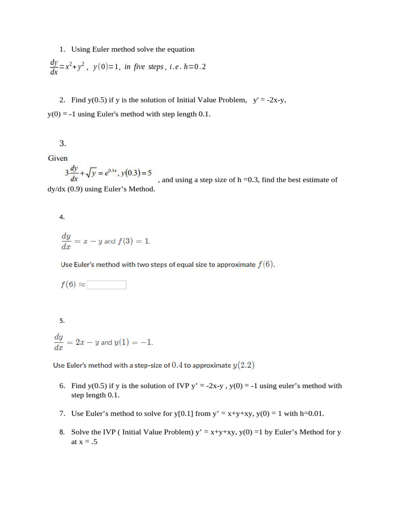 3. Assignment_euler's Method | PDF