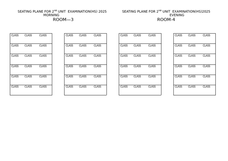 2025 HS 2nd Unit Exam Seating Plan | PDF