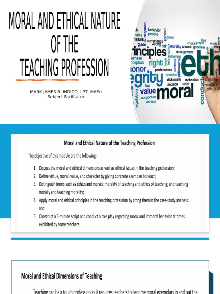 Chapter 3 Moral and Ethical Nature of The Teaching Profession | PDF