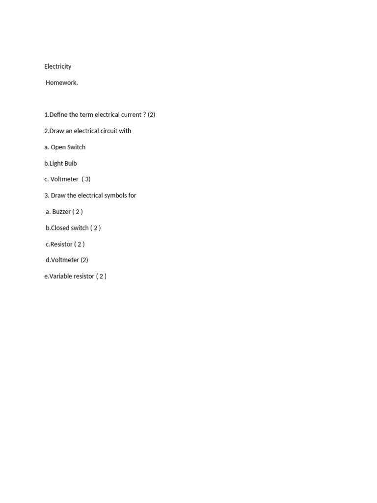 Electricity Homework Assignment | PDF