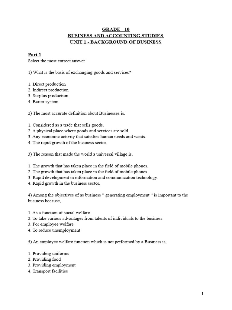 Business Basics: Grade 10 Study Guide | PDF | Employment | Business