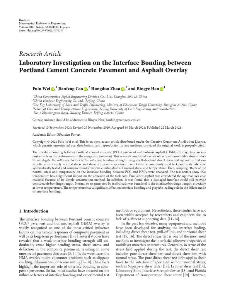 Laboratory Investigation On The Interface Bonding | PDF | Strength Of ...