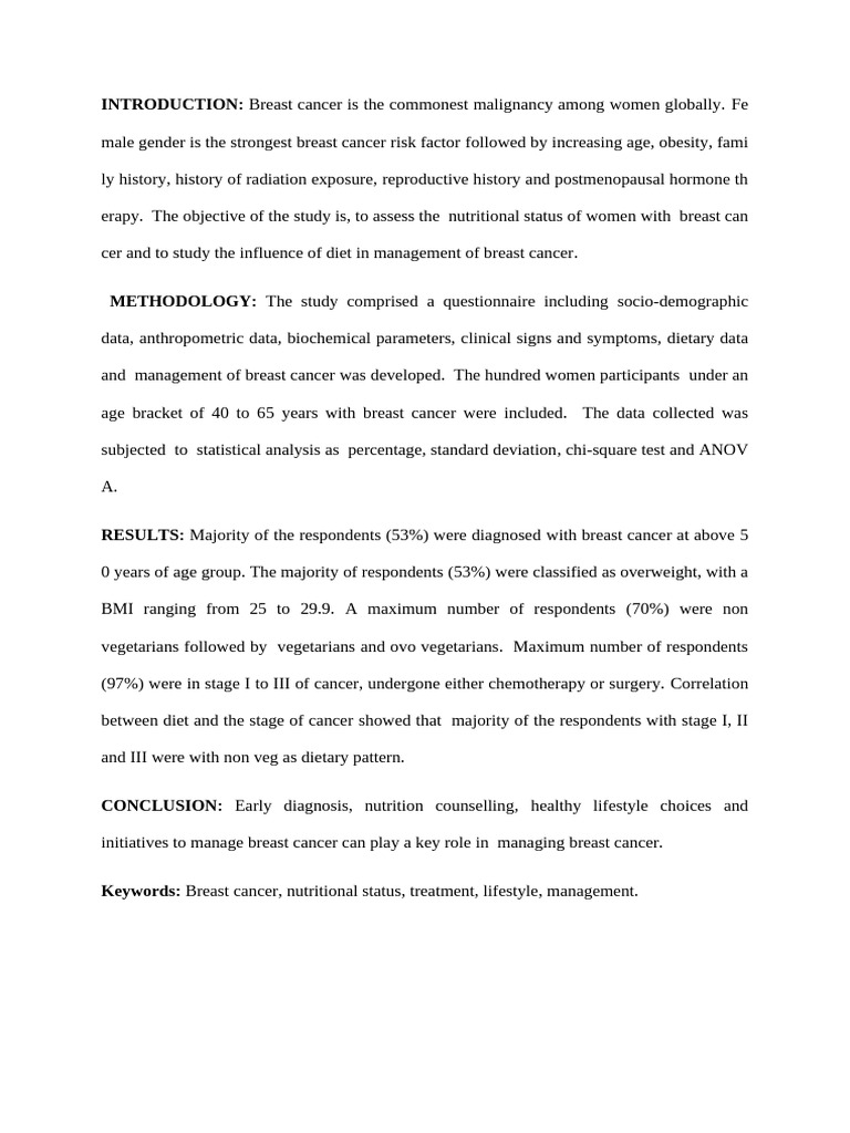 Nutritional Impact on Breast Cancer Management | PDF