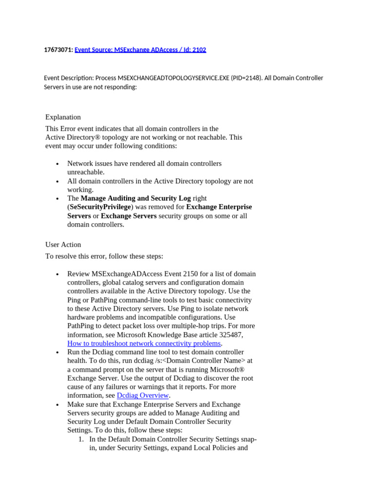 MSExchange ADAccess2102 | PDF | Active Directory | Microsoft Exchange ...