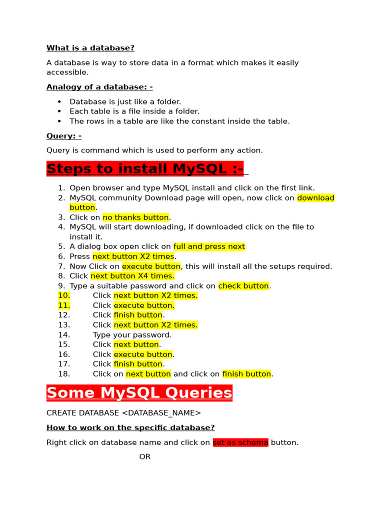 MySQL Database Installation Guide | PDF