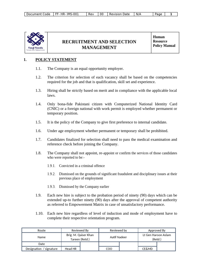 Recruitment and Selection Policy Guide | PDF | Recruitment | Human ...