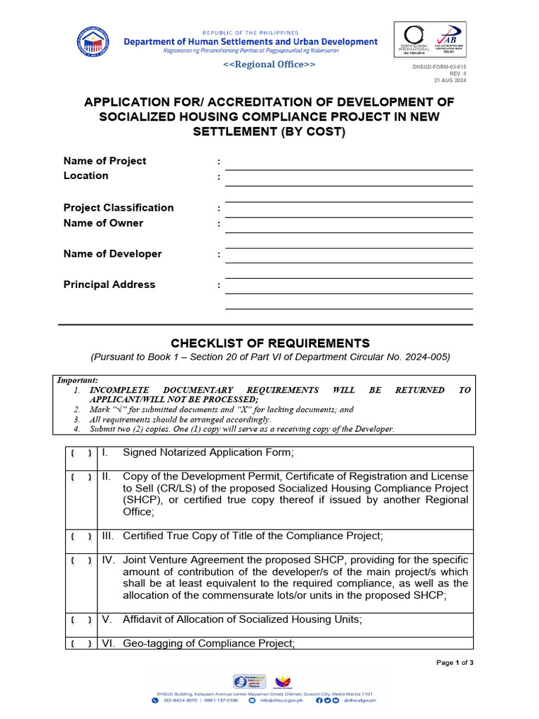 Socialized Housing Compliance Application | PDF | Civil Law (Common Law)