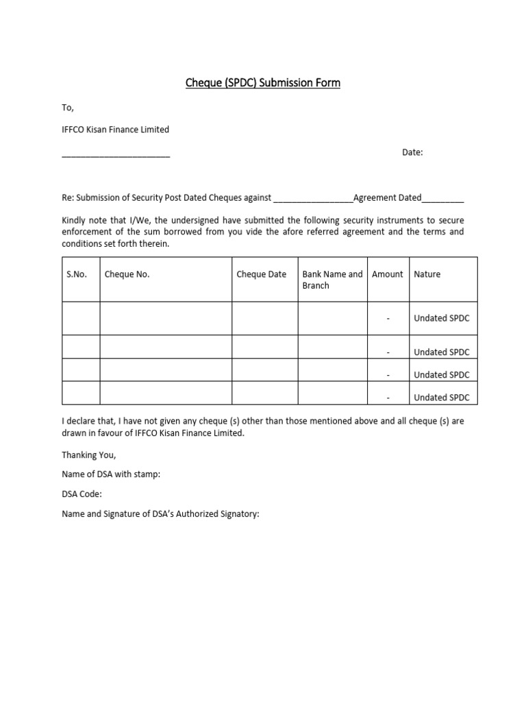 SPDC Submission Form for IFFCO Kisan | PDF