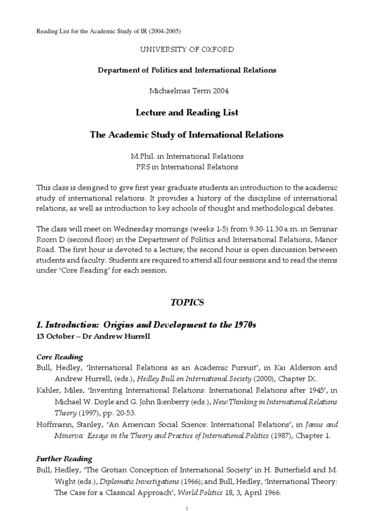 bachelor thesis topics international relations