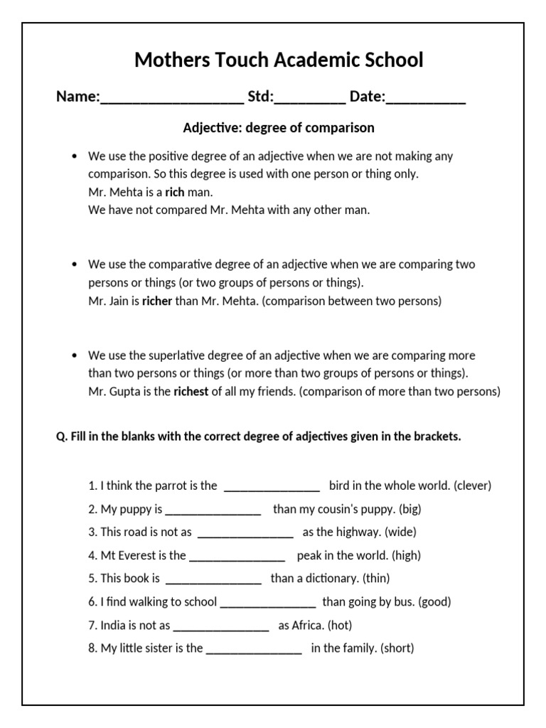 Understanding Adjective Degrees | PDF