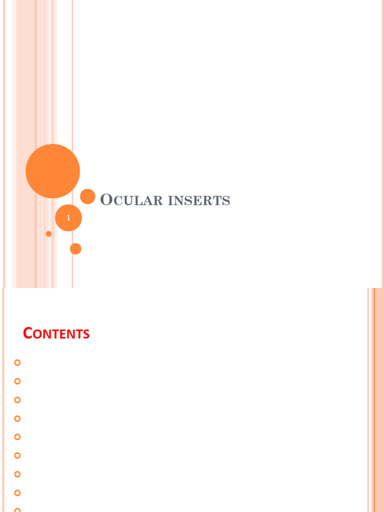 Ocular Inserts: Drug Delivery Systems | PDF