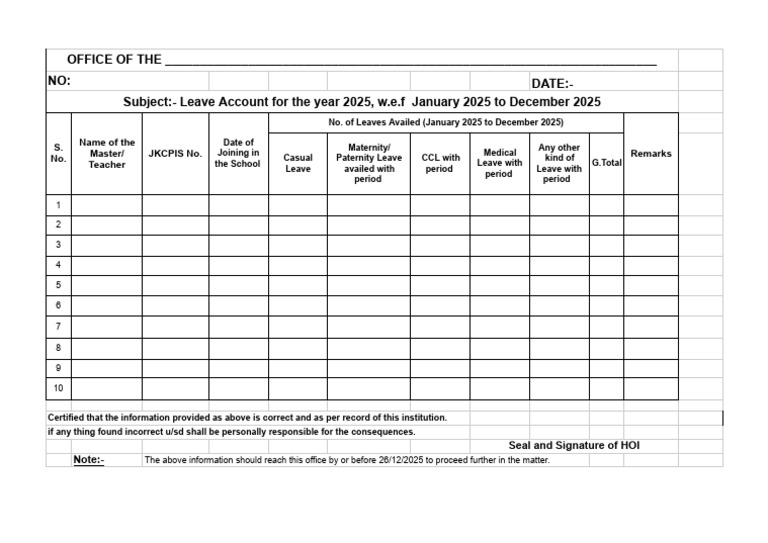 2025 Leave Account Submission Form | PDF