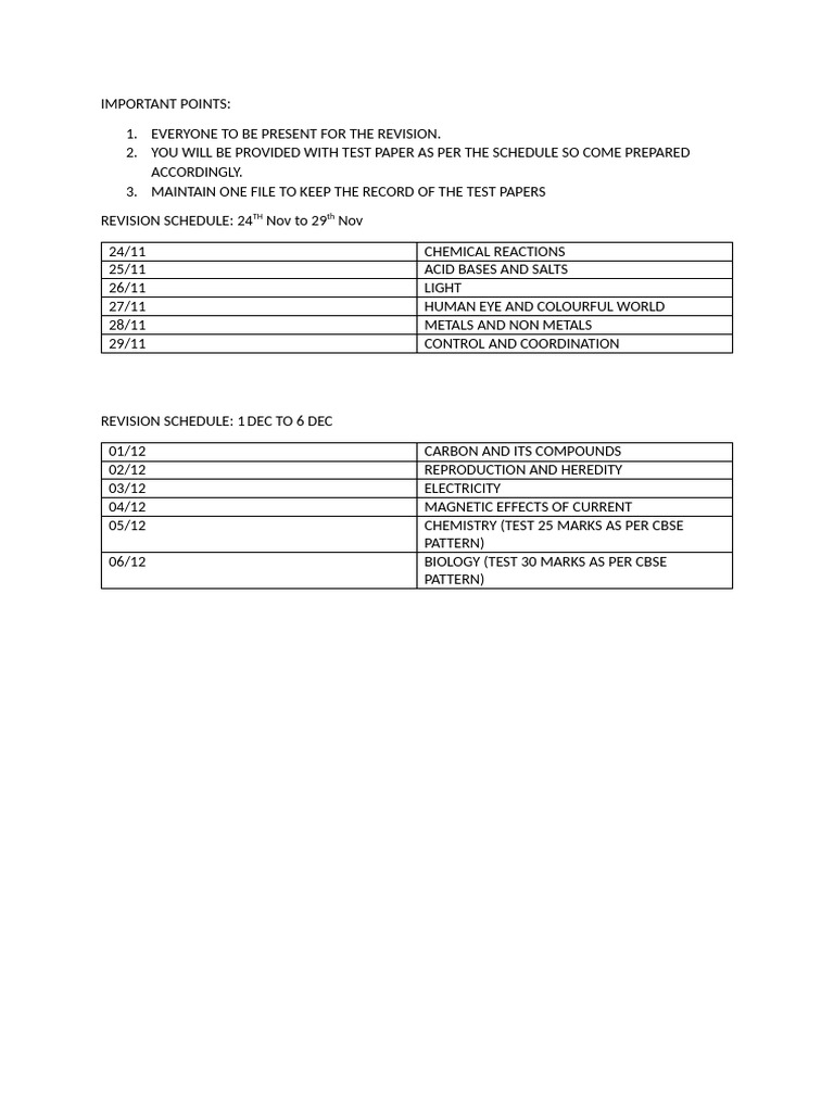 Revision Plan | PDF