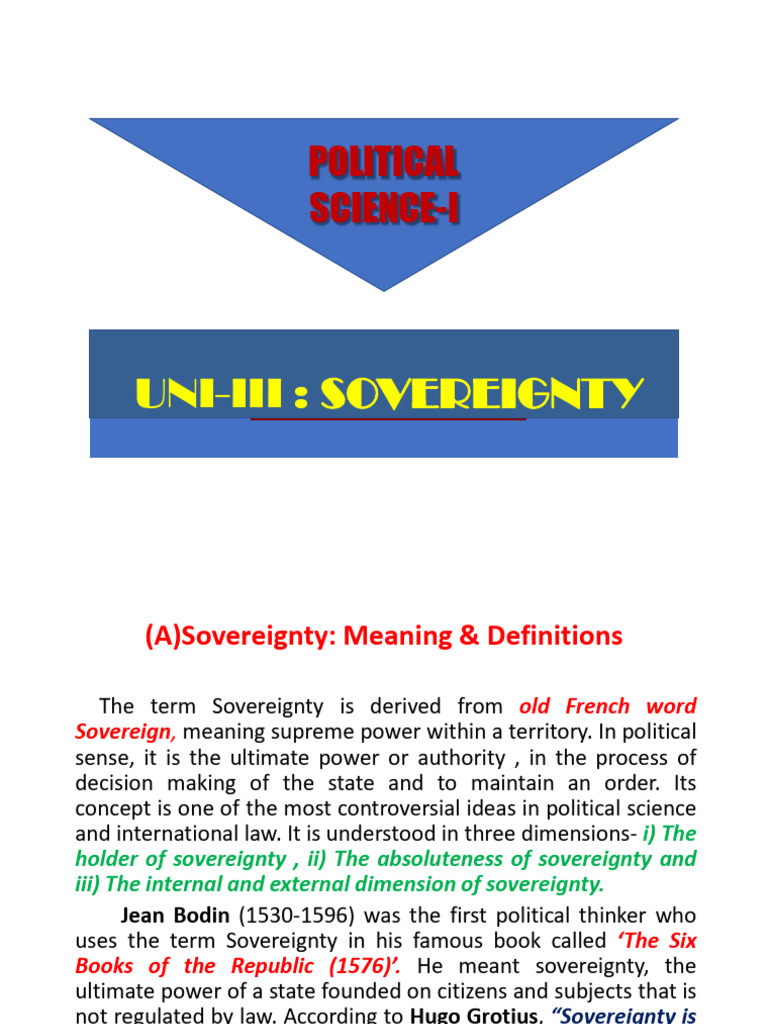 Understanding Sovereignty in Political Science | PDF | Sovereignty ...