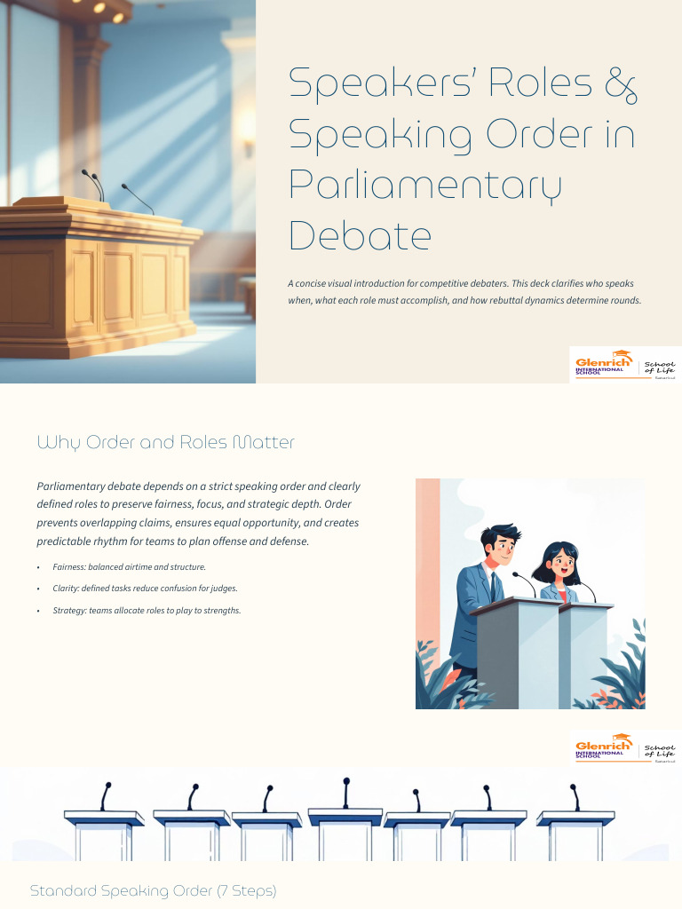 Parliamentary Debate Speaker Roles Guide | PDF