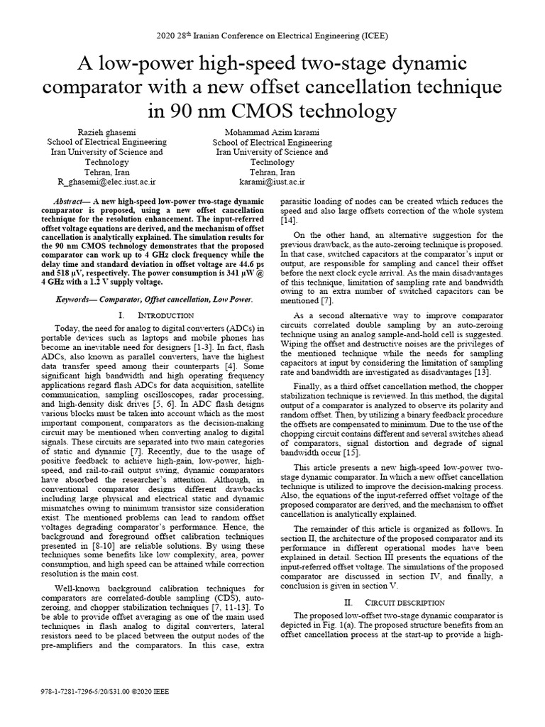 Low-Power High-Speed Comparator Design | PDF | Analog To Digital ...