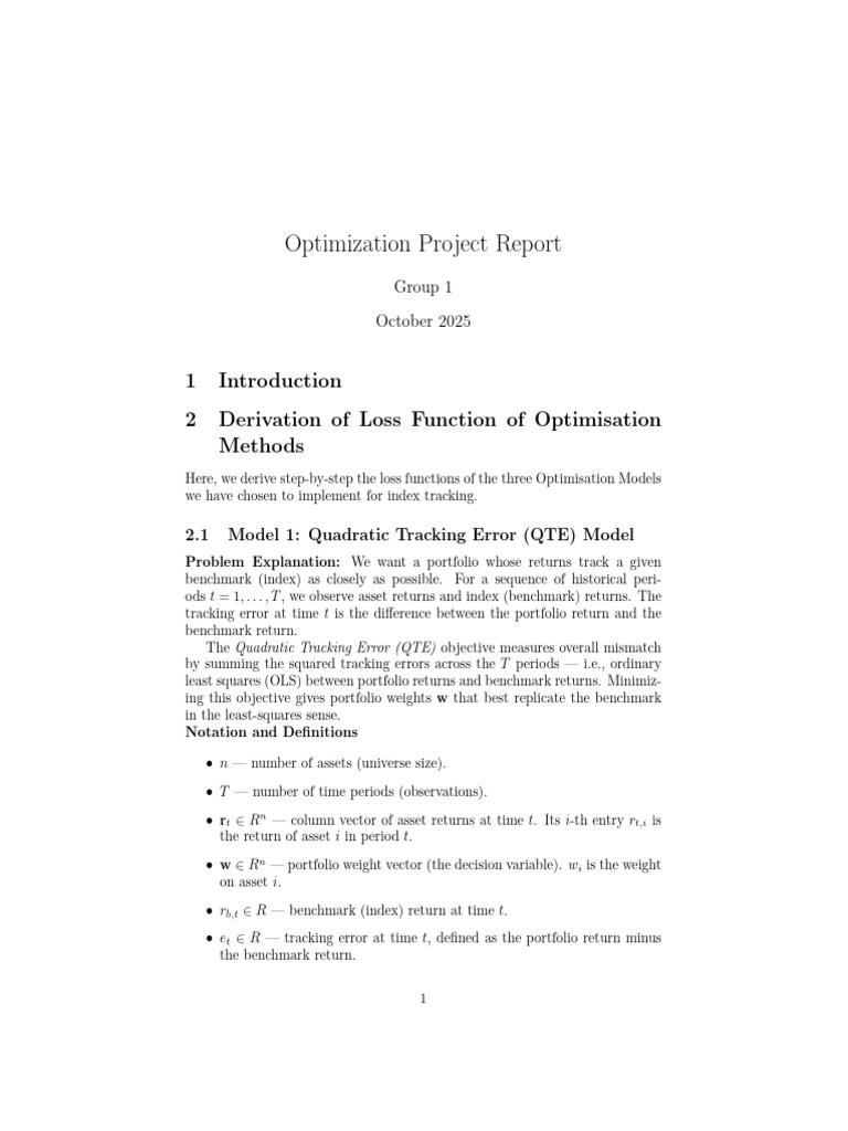 Quadratic Tracking Error Optimization | PDF | Mathematical Optimization ...