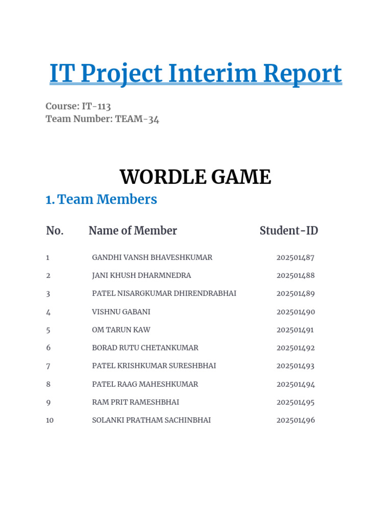 Wordle Game Project Interim Report | PDF | Menu (Computing) | Computer ...