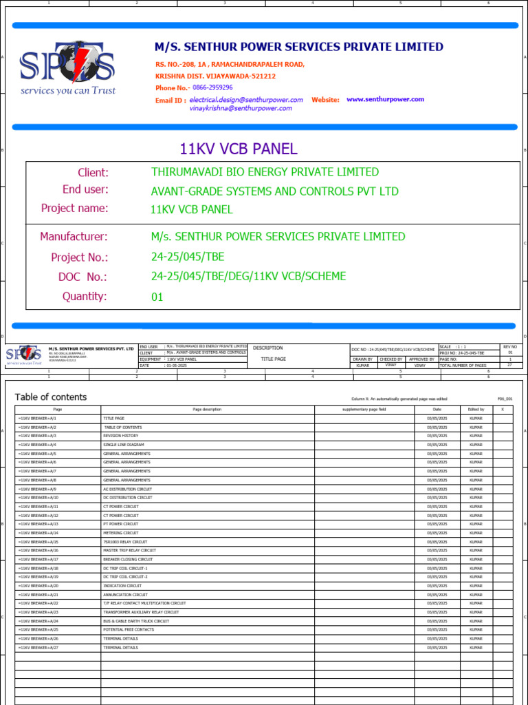 11KV VCB Panel Design Document | PDF | Relay | Power Engineering