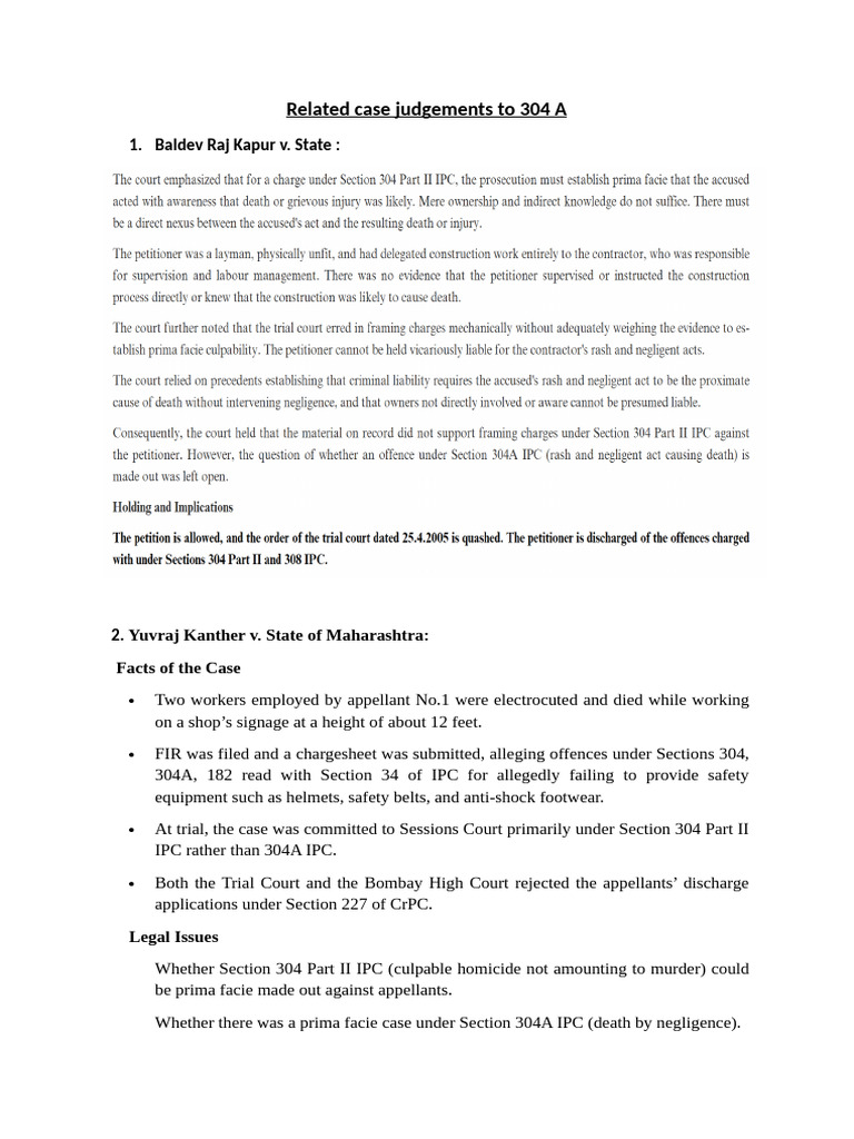 Case Laws Related 304 A | PDF
