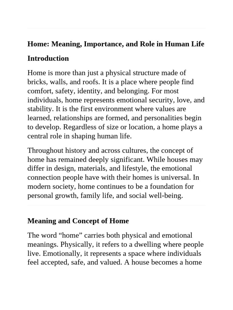 Understanding the Importance of Home | PDF | Well Being | Mental Health