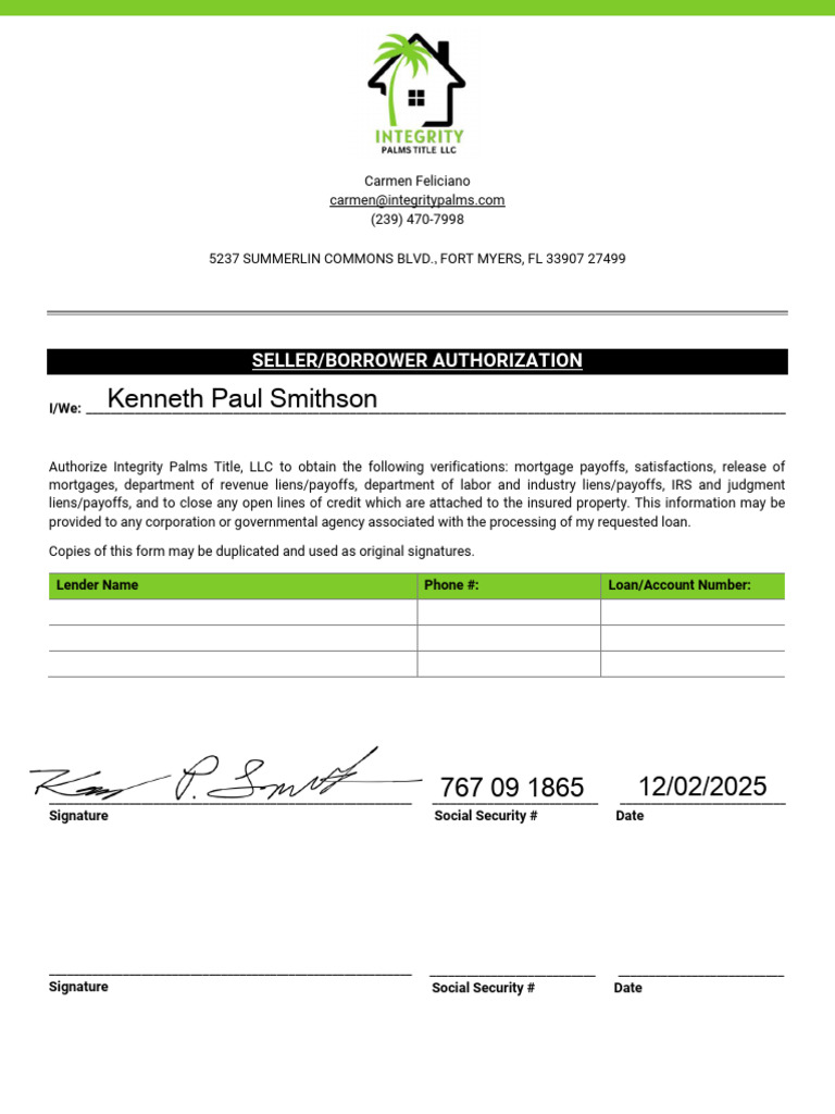 Seller Authorization Form (Signed) | PDF