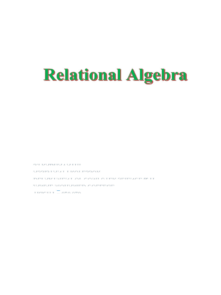 Relational Algebra Basics and Operations | PDF | Mathematical Concepts ...
