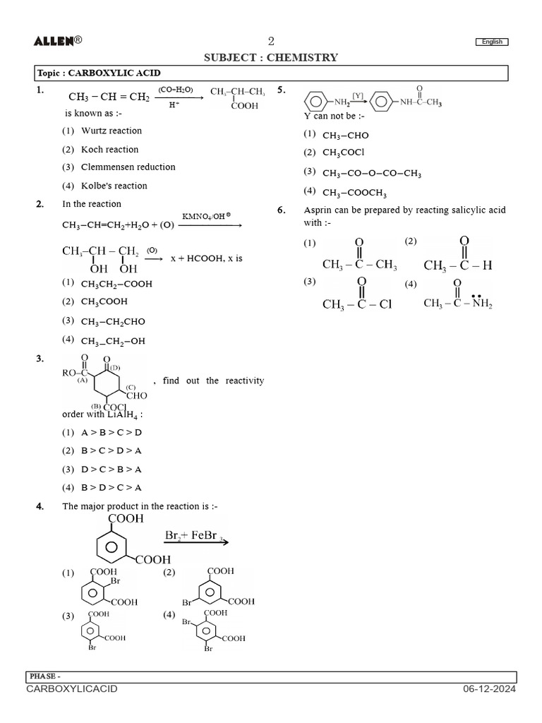 Carboxylic Acid Reactions and Properties | PDF | Ester | Carboxylic Acid