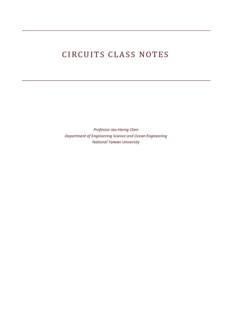 Circuits Class Notes | PDF | Electrical Network | Electrical Impedance