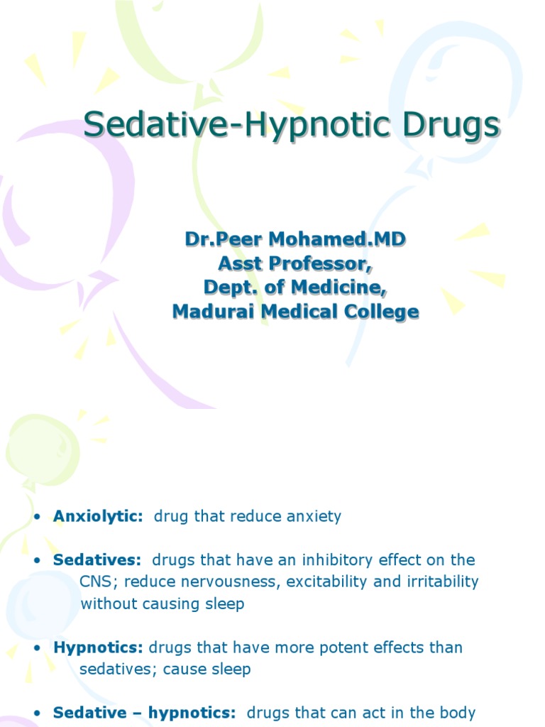 Overview of Sedative-Hypnotic Drugs | PDF | Benzodiazepine | Drugs ...