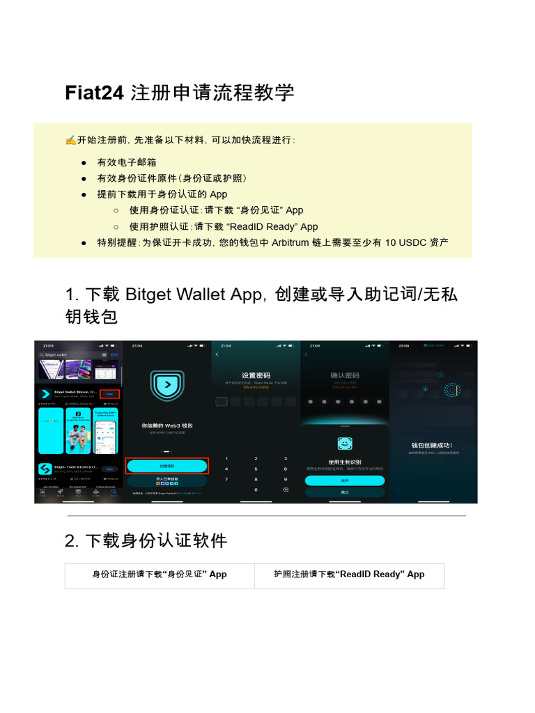Fiat24 x Bitget钱包开户流程| PDF