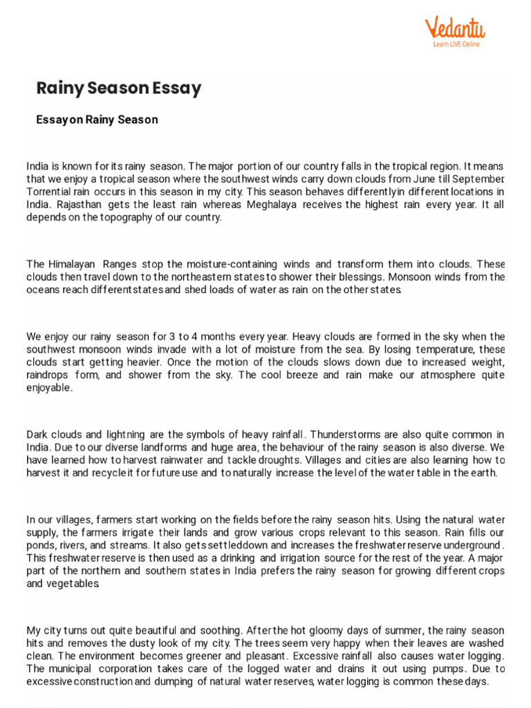 Rainy Season Essay | PDF