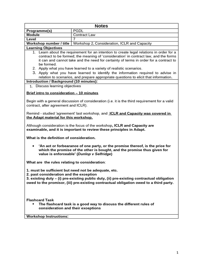 W2 Contract Law Notes | PDF | Estoppel | Consideration