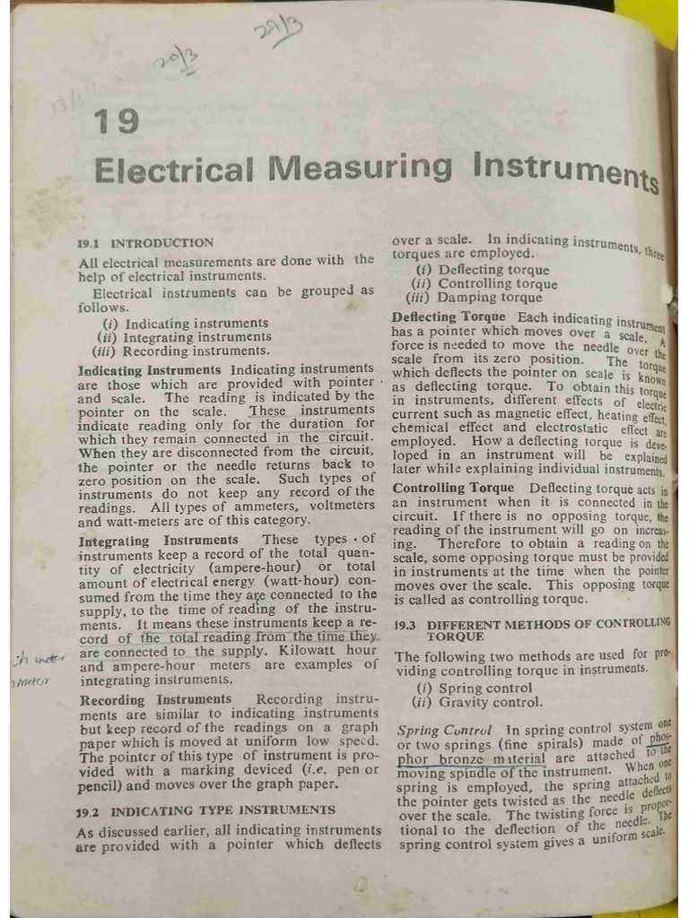 Electrical Measuring Instruments | PDF