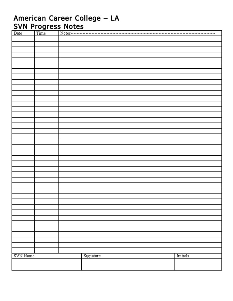 VNS Progress Note Form | PDF