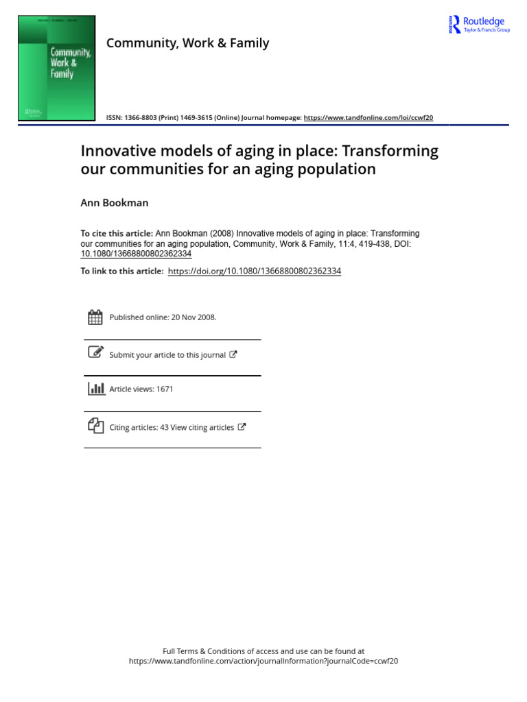 Aging in Place: Innovative Community Models | PDF | Retirement | Labour ...