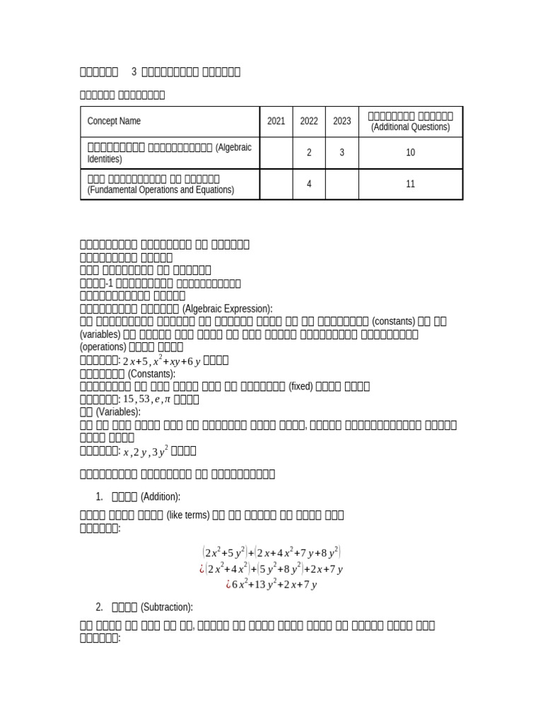 Chapter 3 Algebra | PDF