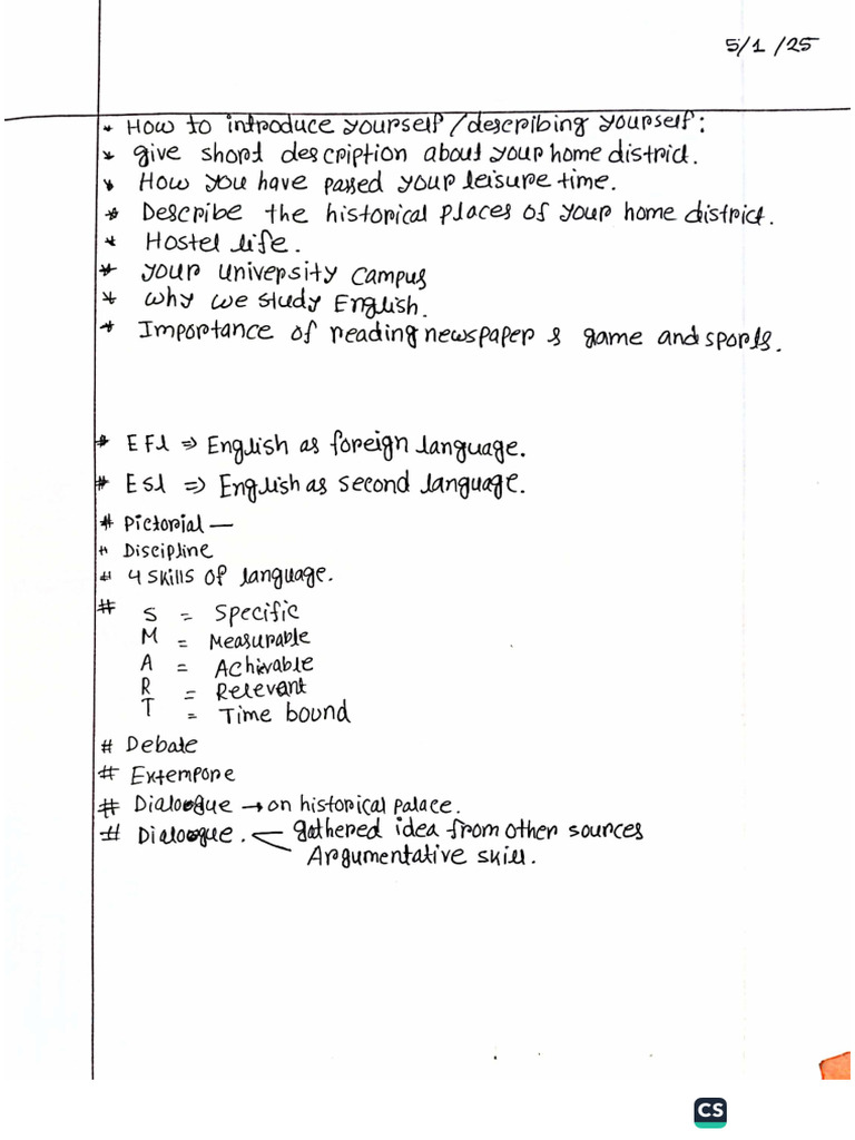 English Hand Note 1.1. | PDF
