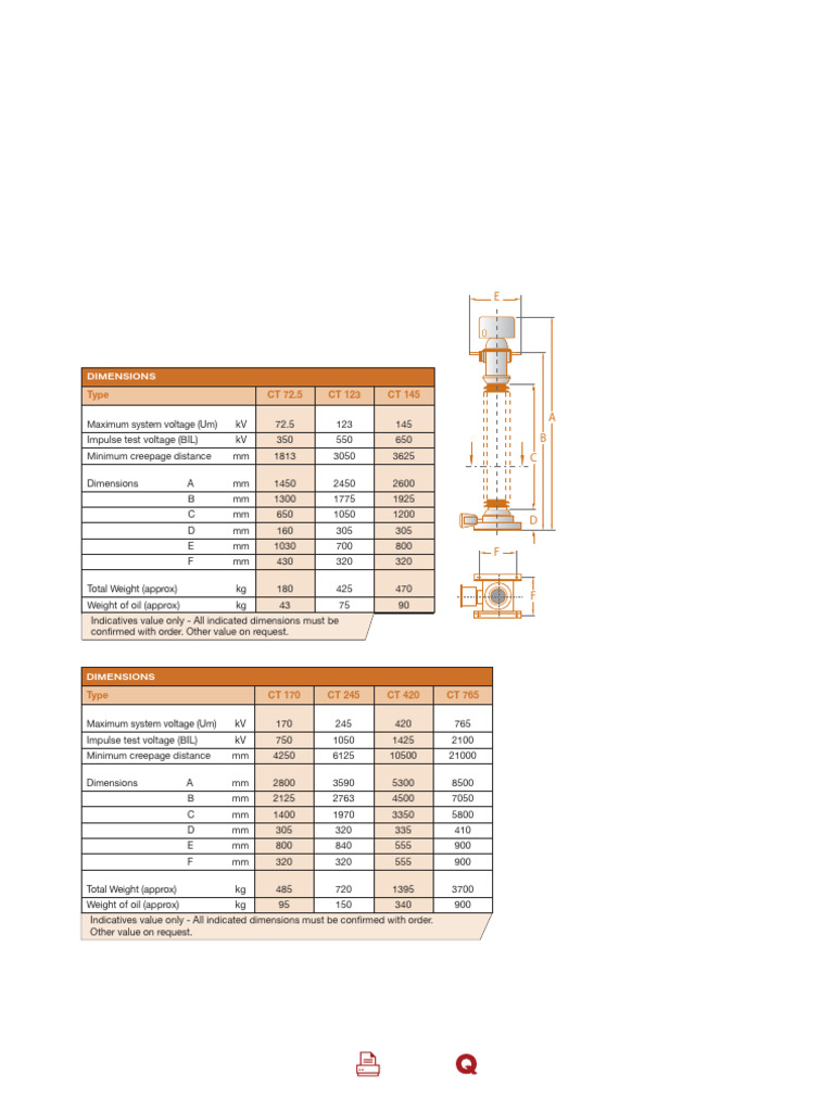 Transformer Dimensions and Specifications | PDF | Insulator ...