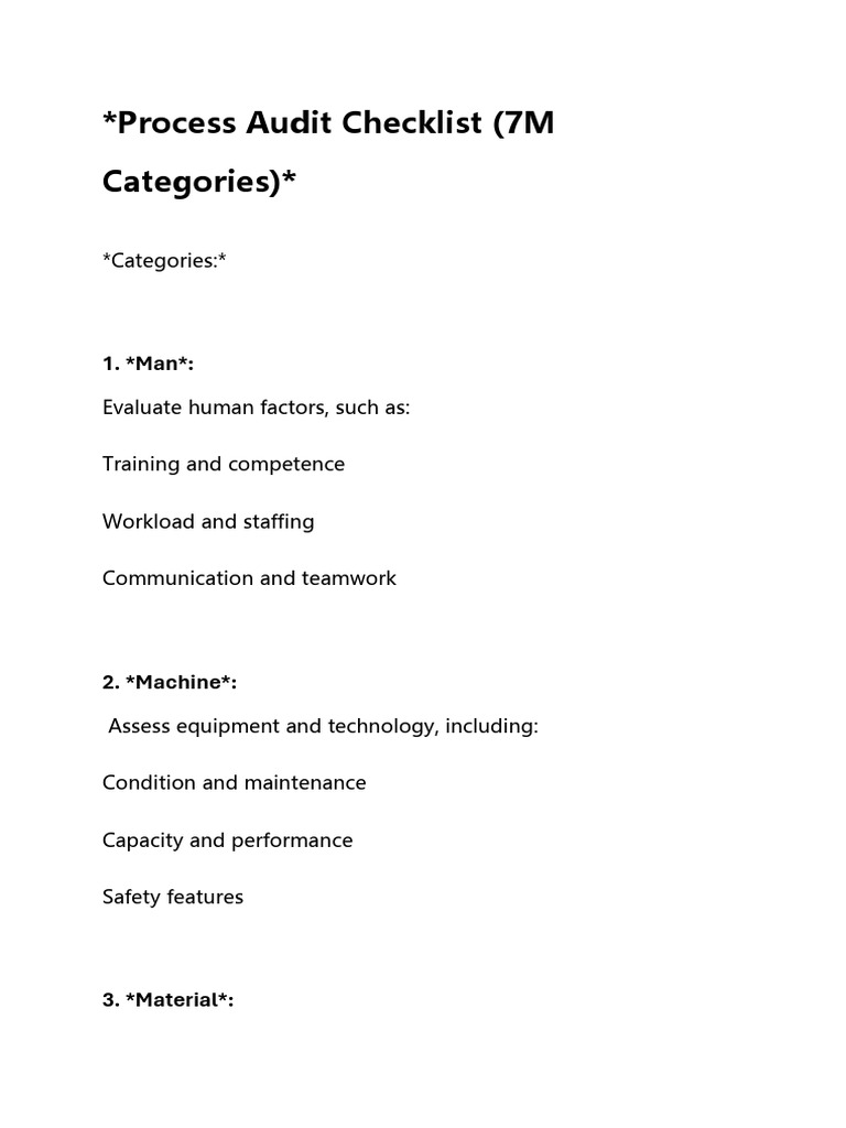 Process Audit Check List ? | PDF