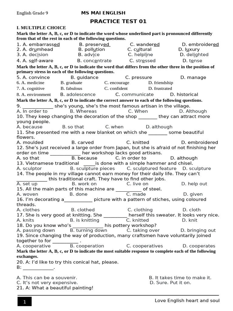 Grade 9 English Practice Test Guide | PDF | Paintings